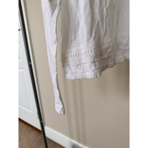 Mango Womens Size Small Textured Thread White Long Sleeve Top T Shirt - Picture 3 of 5